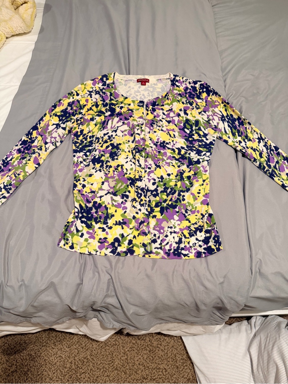 Merona Multicolor Floral Button-Front Long Sleeve Top